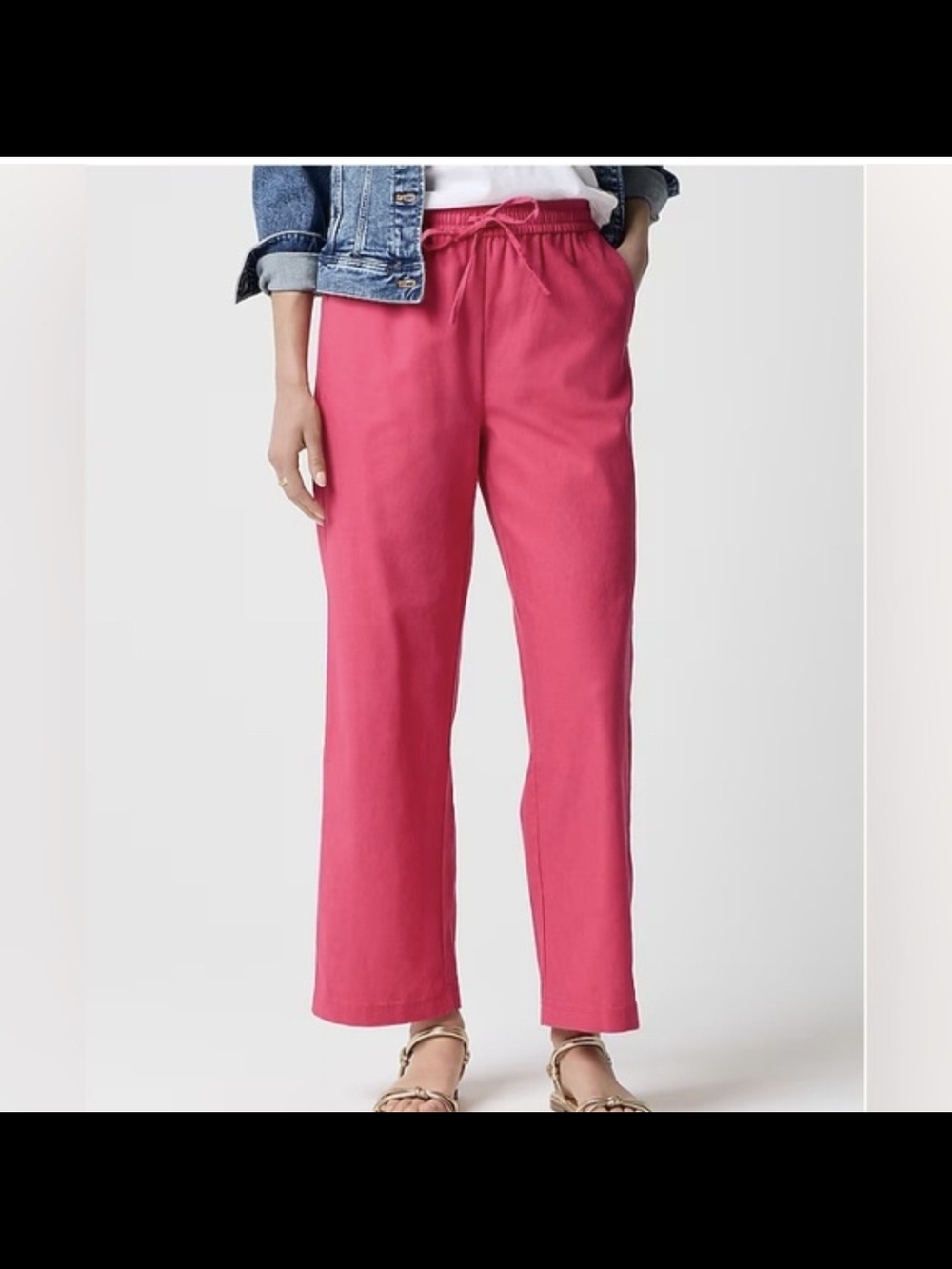 J. Crew Cotton Linen Blend Drawstring Pants Hot Pink Snapdragon Size 8 P